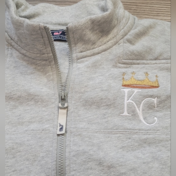 Vineyard Vines Martha's Vineyard Embroidered KC Royals👑 Logo Pullover 1/4Zip-Up - Picture 6 of 16